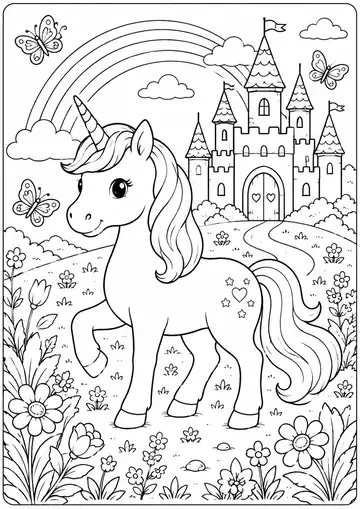 Unicorn & Castle printable worksheet preview