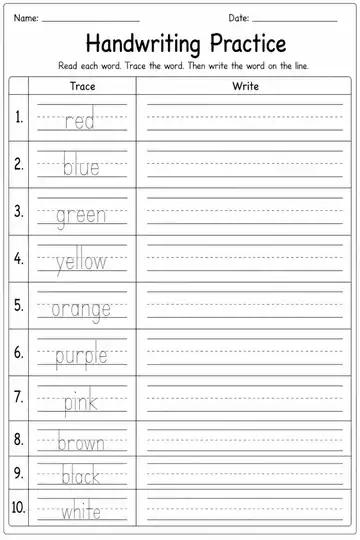 Colours Practice printable worksheet