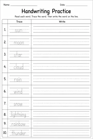 Random Words printable worksheet preview