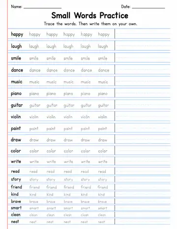 Small Words Practice 6 printable worksheet preview