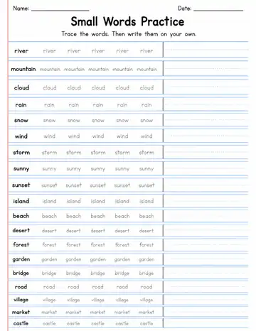 Small Words Practice 7 printable worksheet preview