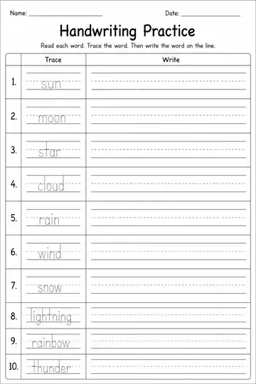 Weather Words printable worksheet preview